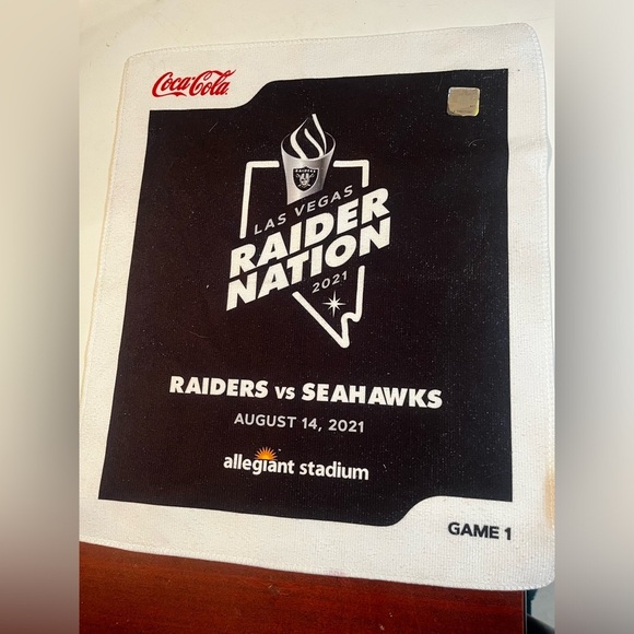 Las Vegas Raiders vs SeaHawks official Allegiant stadium white towels 2021 Game - Picture 1 of 4